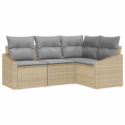 Trädgårdsoffset med kudde 4 pcs Beige och Ljusgrå konstrotting