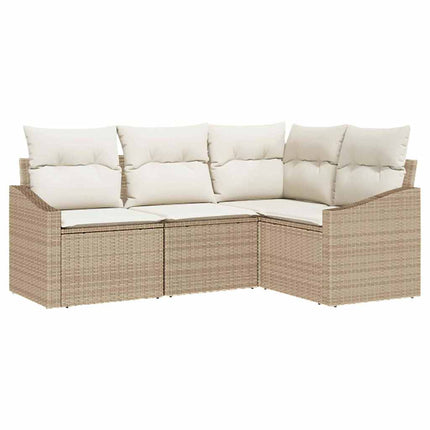 Trädgårdsoffset med kudde 4 pcs Beige och vit konstrotting