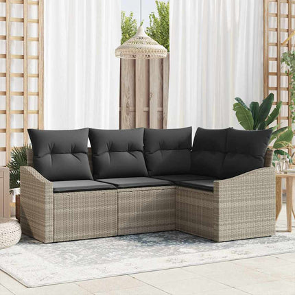 Trädgårdsoffset med kudde 4 pcs Ljusgrå konstrotting