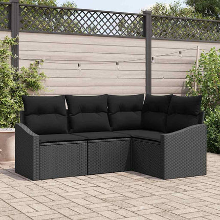 Trädgårdsoffset med kudde med lagring 4 pcs Svart konstrotting