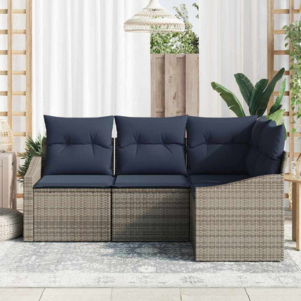 Trädgårdsoffset med kudde 4 pcs Grå och Marinblå konstrotting