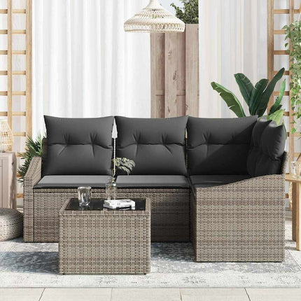 Trädgårdsoffset med kudde 5 pcs Ljusgrå konstrotting