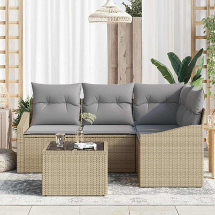 Trädgårdsoffset med kudde 5 pcs Beige och Ljusgrå konstrotting