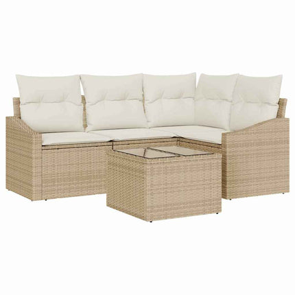 Trädgårdsoffset 5 pcs Beige och gräddfärgad konstrotting