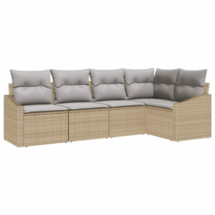 Trädgårdsoffset med kudde 5 pcs Beige och Ljusgrå konstrotting
