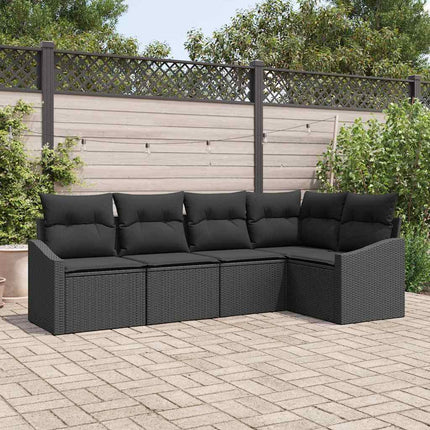 Trädgårdsoffset med kudde med lagring 5 pcs Svart konstrotting