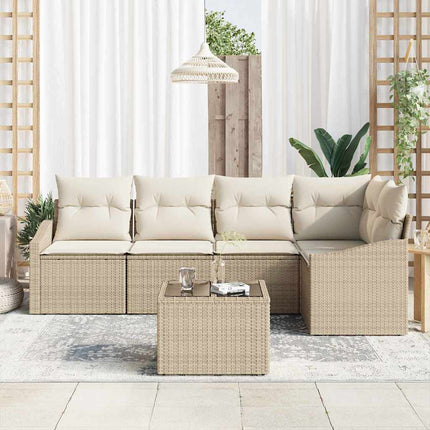 Trädgårdsoffset 6 pcs Beige och gräddfärgad konstrotting