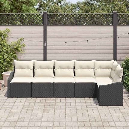 Trädgårdsoffset med kudde 6 pcs Svart och Vitt konstrotting