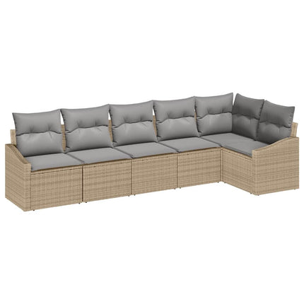 Trädgårdsoffset med kudde 6 pcs Beige och Ljusgrå konstrotting