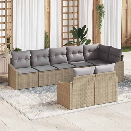 Trädgårdsoffset med kudde 8 pcs Beige och Ljusgrå konstrotting