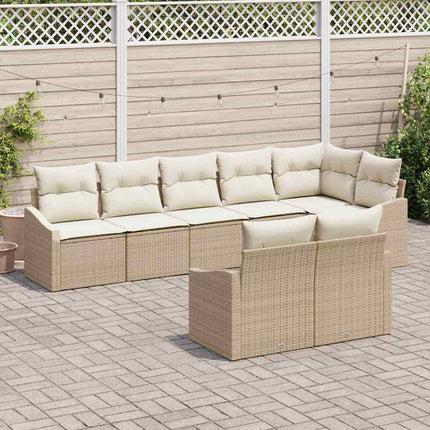 Trädgårdsoffset med kudde 8 pcs Beige och vit konstrotting
