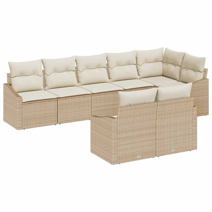Trädgårdsoffset med kudde 8 pcs Beige och vit konstrotting
