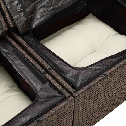 Trädgårdsoffset med kudde 9 pcs Brun och Kräm konstrotting