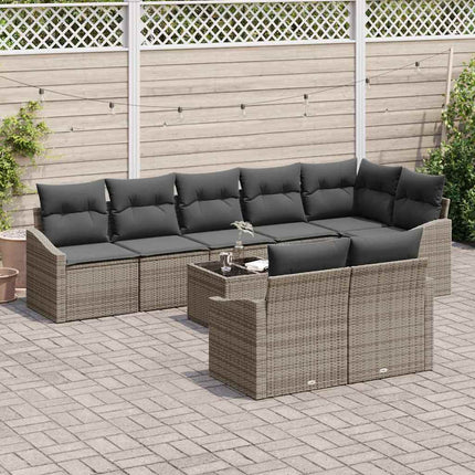 Trädgårdsoffset med kudde 9 pcs Ljusgrå konstrotting