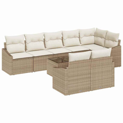 Trädgårdsoffset 9 pcs Beige och gräddfärgad konstrotting
