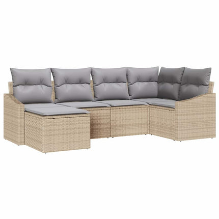 Trädgårdsmöbelset med kudde med lagring 6 pcs Beige och Ljusgrå