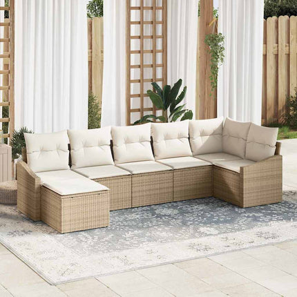 Trädgårdsoffset 7 st Beige och gräddfärgad konstrotting