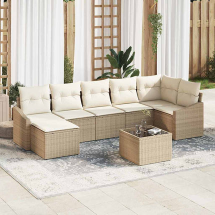 Trädgårdsoffset 8 pcs Beige och gräddfärgad konstrotting