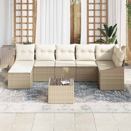 Trädgårdsoffset 8 pcs Beige och gräddfärgad konstrotting
