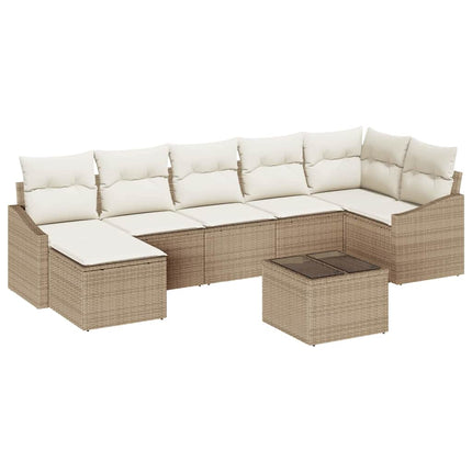 Trädgårdsoffset 8 pcs Beige och gräddfärgad konstrotting