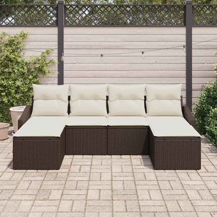 Trädgårdsmöbelset med kudde med lagring 6 pcs Brun och Kräm