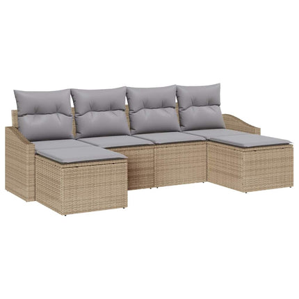 Trädgårdsmöbelset med kudde med lagring 6 pcs Beige och Ljusgrå