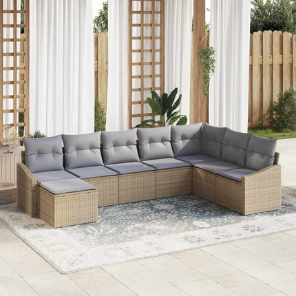 Trädgårdsoffset med kudde 8 pcs Beige och Ljusgrå konstrotting