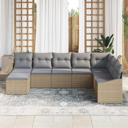 Trädgårdsoffset med kudde 8 pcs Beige och Ljusgrå konstrotting