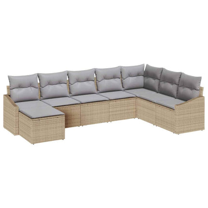 Trädgårdsoffset med kudde 8 pcs Beige och Ljusgrå konstrotting