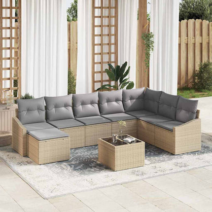 Trädgårdsoffset med kudde 8 pcs Beige och Ljusgrå konstrotting