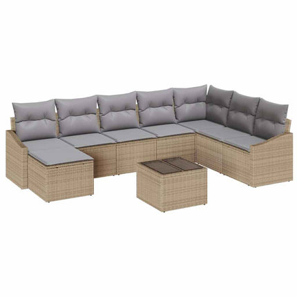 Trädgårdsoffset med kudde 8 pcs Beige och Ljusgrå konstrotting