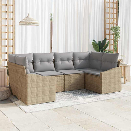 Trädgårdsoffset 6 pcs Beige och Ljusgrå konstrotting