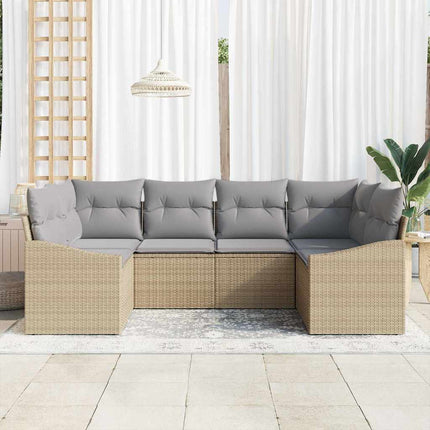Trädgårdsoffset 6 pcs Beige och Ljusgrå konstrotting