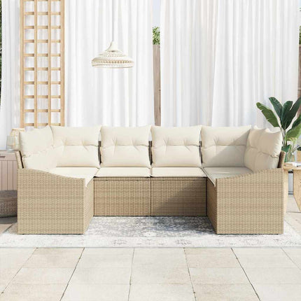 Trädgårdsoffset 6 pcs Beige och gräddfärgad konstrotting