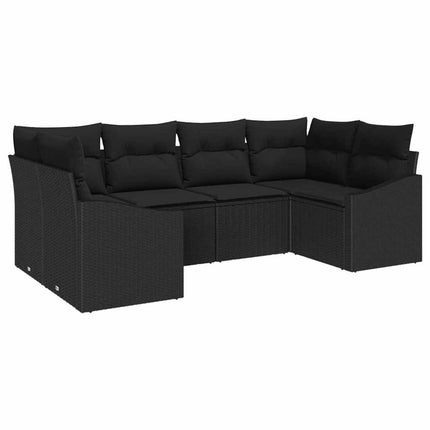 Trädgårdsoffset med lagring 6 pcs Svart konstrotting