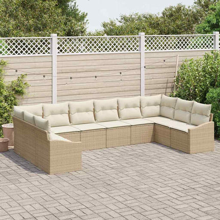 Trädgårdsoffset 10 pcs Beige och gräddfärgad konstrotting