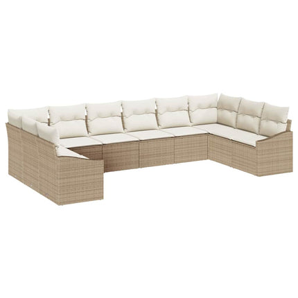 Trädgårdsoffset 10 pcs Beige och gräddfärgad konstrotting