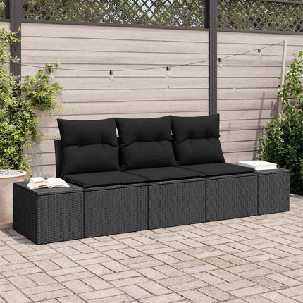 Trädgårdsoffset med lagring 3 pcs Svart konstrotting
