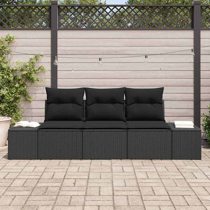 Trädgårdsoffset med lagring 3 pcs Svart konstrotting
