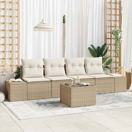 Trädgårdsoffset 5 pcs Beige och gräddfärgad konstrotting