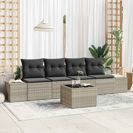 Trädgårdsoffset 5 pcs Ljusgrå och mörkgrå konstrotting