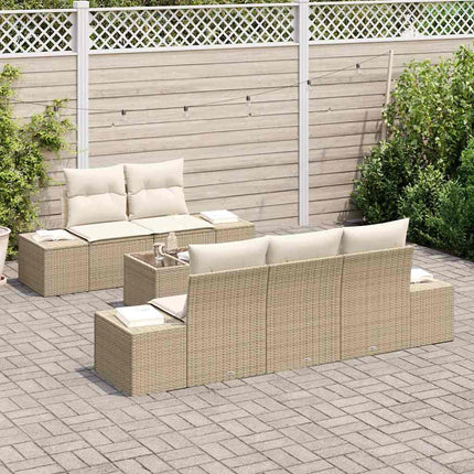 Trädgårdsoffset 6 pcs Beige och gräddfärgad konstrotting