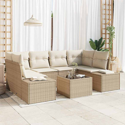 Trädgårdsoffset 8 pcs Beige och gräddfärgad konstrotting