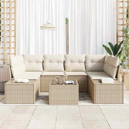 Trädgårdsoffset 8 pcs Beige och gräddfärgad konstrotting