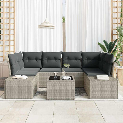 Trädgårdsoffset 8 pcs Ljusgrå och mörkgrå konstrotting