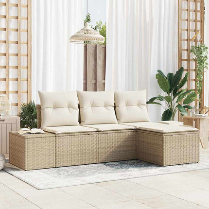 Trädgårdsoffset 4 pcs Beige och gräddfärgad konstrotting