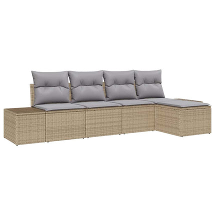 Trädgårdsoffset med kudde 5 pcs Beige och Ljusgrå konstrotting