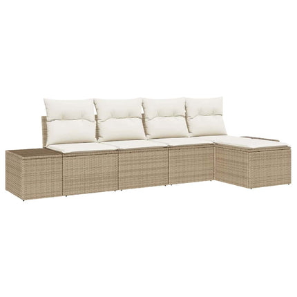 Trädgårdsoffset 5 pcs Beige och gräddfärgad konstrotting