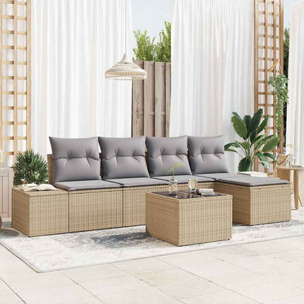 Trädgårdsoffset med kudde 5 pcs Beige och Ljusgrå konstrotting