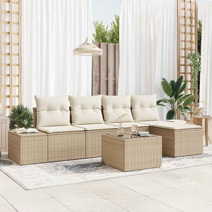 Trädgårdsoffset 5 pcs Beige och gräddfärgad konstrotting